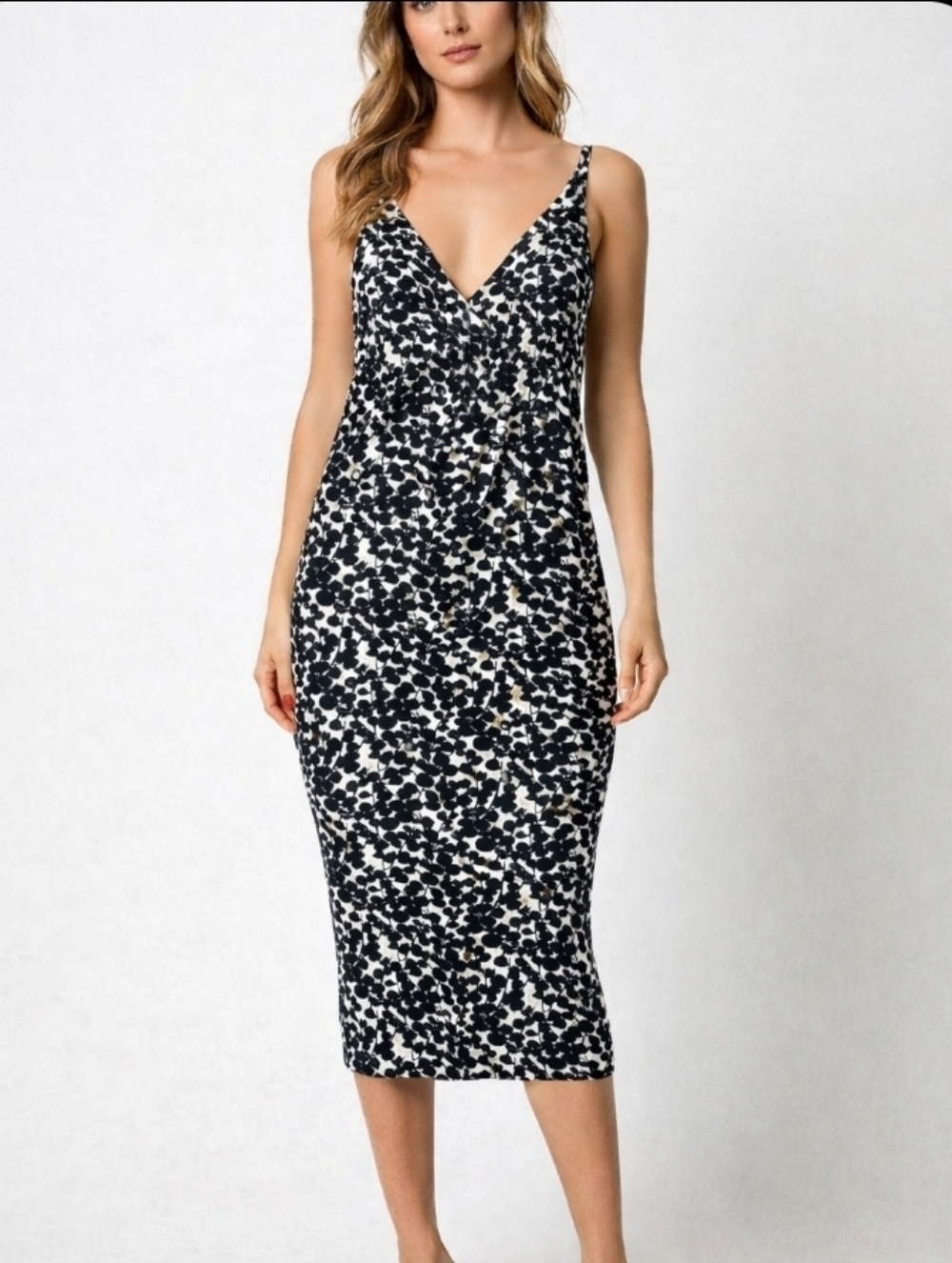 Bettie Page By Tatyana Black & White Velvet Flocked Wiggle Dress 4XL (6585)